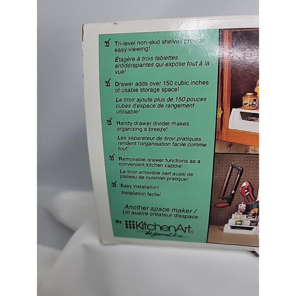 Vintage Kitchen Art Gourmet Line Shelf N Store Pull Out Drawer White New W Box - Picture 2 of 11